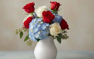 Red and White Roses and Hydrangea for Memorial Day